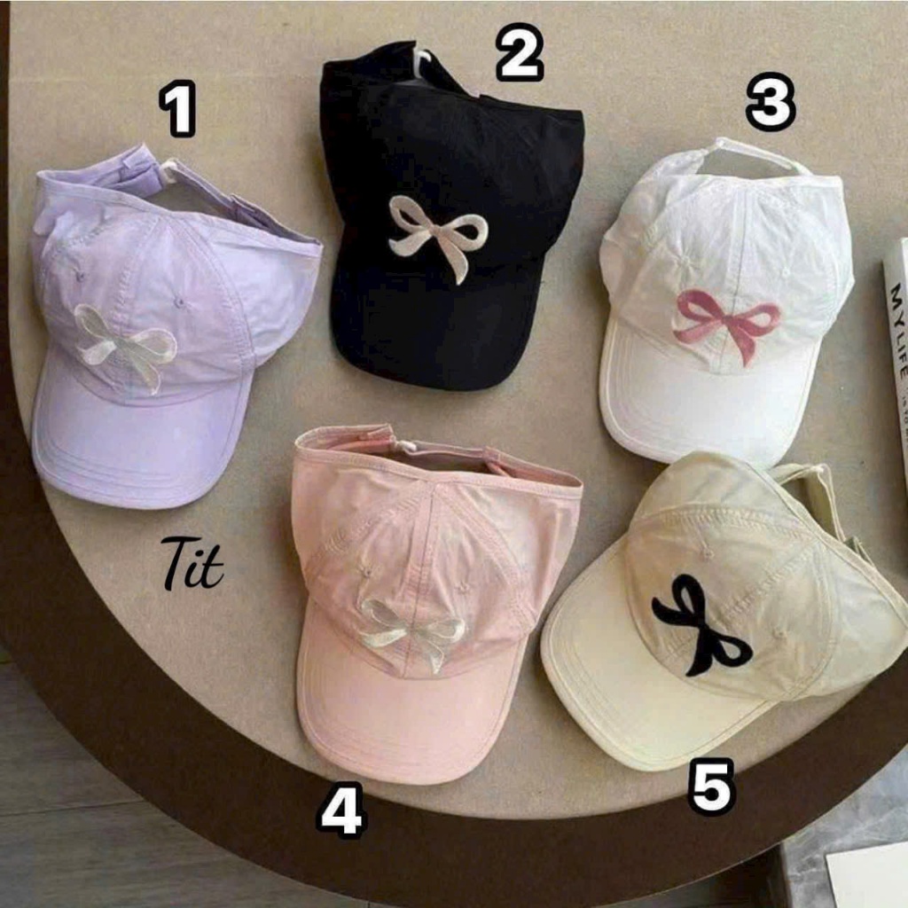 Mũ lưỡi trai họa tiết NƠ nửa đầu cho bé - Mũ che nắng phong cách Hàn Quốc