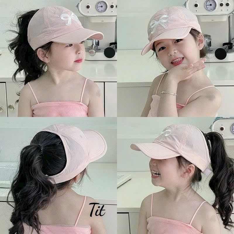 Mũ lưỡi trai họa tiết NƠ nửa đầu cho bé - Mũ che nắng phong cách Hàn Quốc