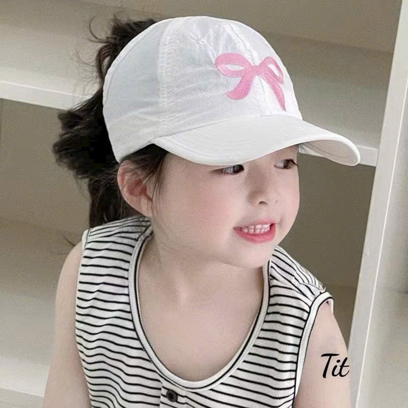 Mũ lưỡi trai họa tiết NƠ nửa đầu cho bé - Mũ che nắng phong cách Hàn Quốc
