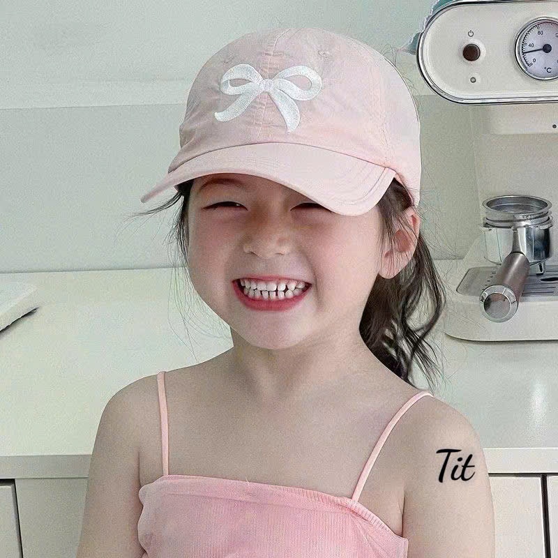 Mũ lưỡi trai họa tiết NƠ nửa đầu cho bé - Mũ che nắng phong cách Hàn Quốc