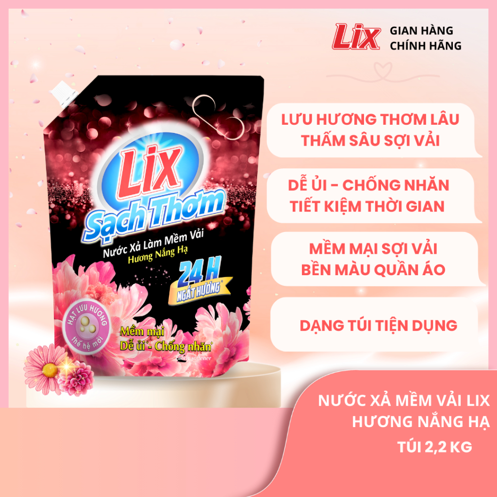 Ảnh Combo nước giặt 3,2kg và nước xả 2,2kg hương nắng hạ lưu hương 24h N7403 + 17602 Lixco Việt Nam 1
