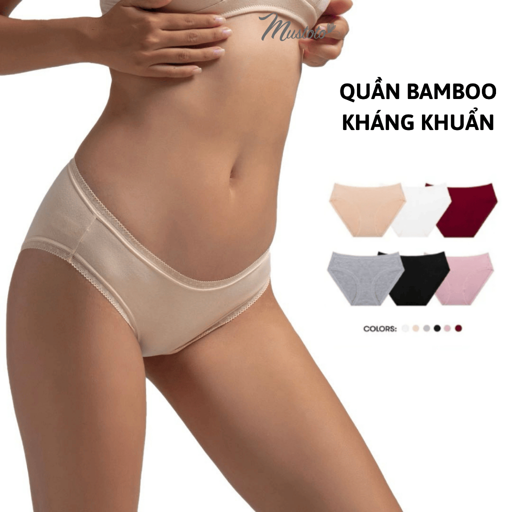 Ảnh Quần Lót Nữ Trơn Bamboo Kháng Khuẩn Viền Ren Lưng Thấp Kháng Khuẩn Thoáng Mát (Mustoto MQ50) 1