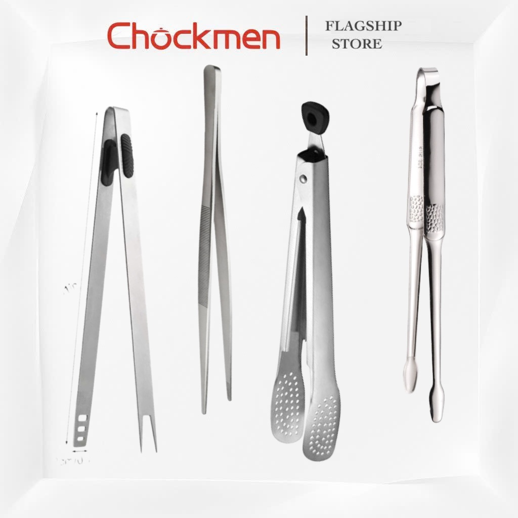 Kẹp Inox CHOCKMEN 30cm Inox 304 Kẹp Gắp Thức Ăn Gắp Đồ Nướng Kẹp Thịt Kẹp Gắp Đồ Chiên Dụng Cụ Bếp