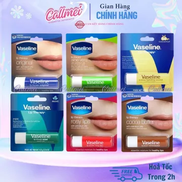 Son Thỏi Dưỡng Ẩm, Chống Nứt Nẻ Môi Có Màu, Không Màu Vaseline Lip Therapy Dạng Thỏi 4.8g