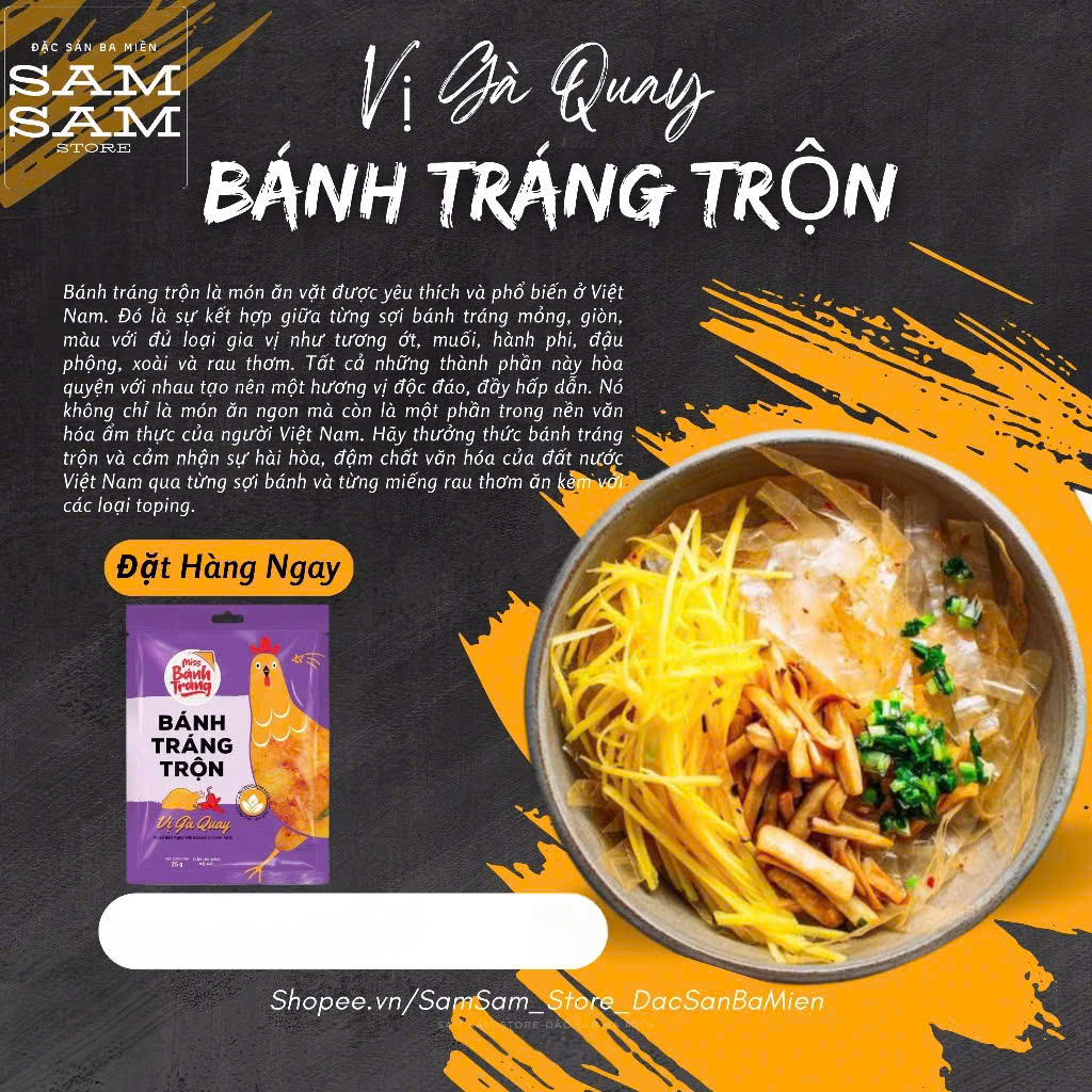 [Hot] Bánh Tráng Trộn Gói Ăn Liền Trọng Lượng 23g Vị Gà Quay Thương Hiệu Miss Bánh Tráng Đặc Biệt Thơm Ngon Giá Ưu Đãi