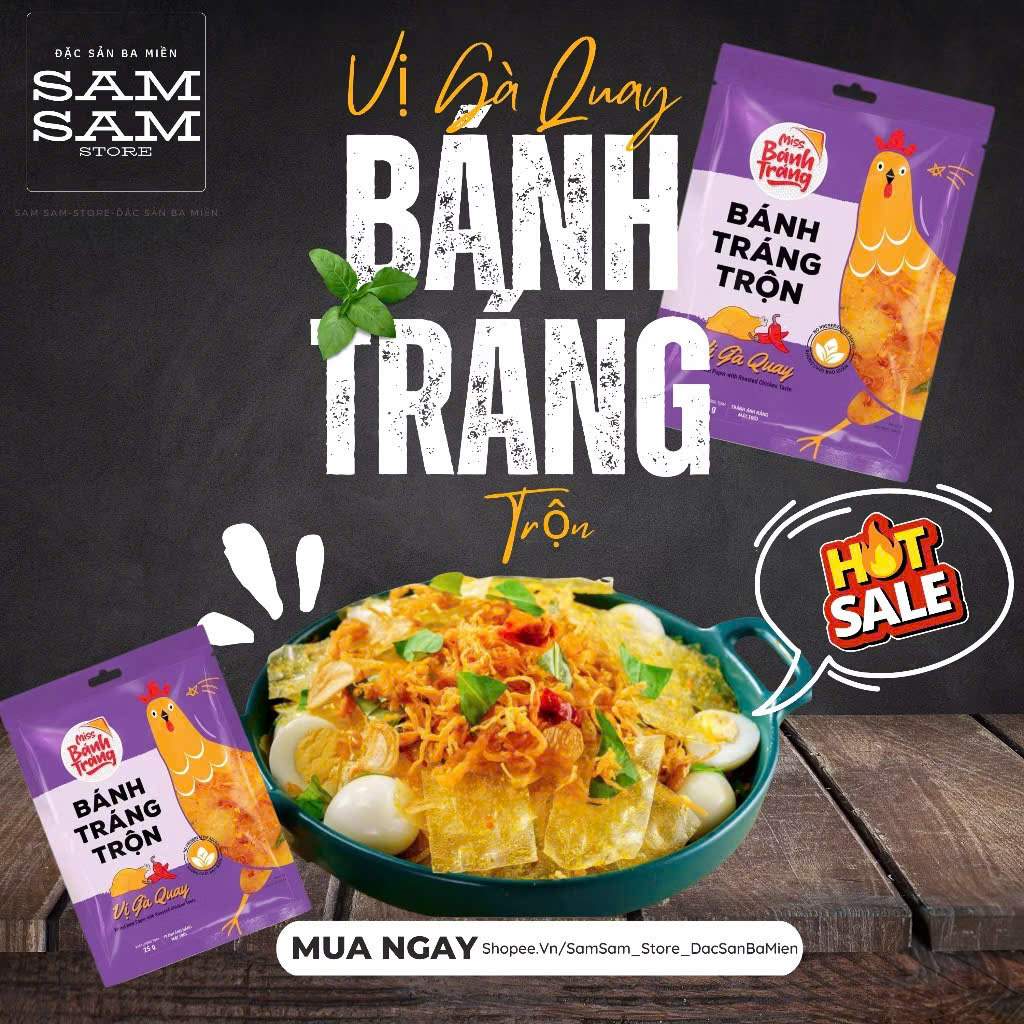 [Hot] Bánh Tráng Trộn Gói Ăn Liền Trọng Lượng 23g Vị Gà Quay Thương Hiệu Miss Bánh Tráng Đặc Biệt Thơm Ngon Giá Ưu Đãi