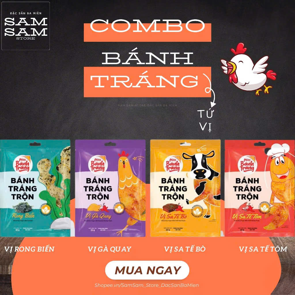 [Hot] Bánh Tráng Trộn Gói Ăn Liền Trọng Lượng 23g Vị Gà Quay Thương Hiệu Miss Bánh Tráng Đặc Biệt Thơm Ngon Giá Ưu Đãi