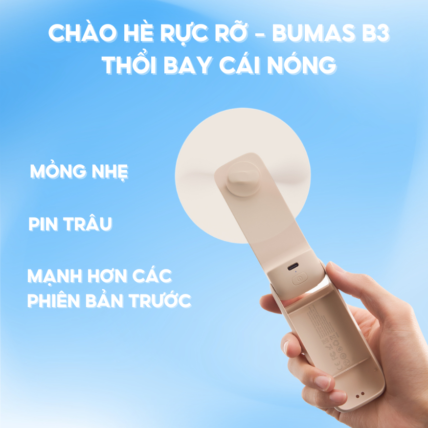 Ảnh Quạt Mini Cầm Tay Gấp Gọn BUMAS B3 - Tự Động Ngắt Khi Chạm Vào - Bảo Hành 6 Tháng Miễn Phí 1