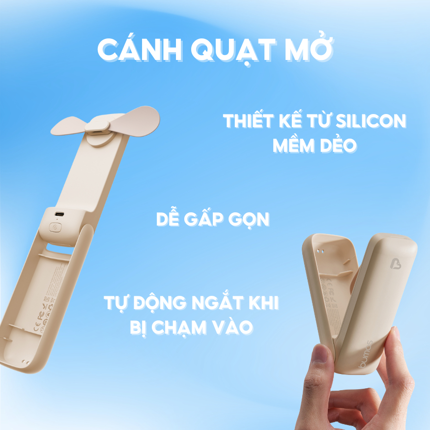 Ảnh Quạt Mini Cầm Tay Gấp Gọn BUMAS B3 - Tự Động Ngắt Khi Chạm Vào - Bảo Hành 6 Tháng Miễn Phí 3