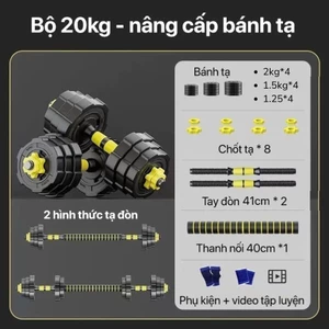 Bộ Tạ Tập Gym Tại Nhà Chất Liệu Bê Tông Bọc Nhựa, Bộ Tạ Tay Đa Năng Tập Luyện An Toàn Tại Nhà