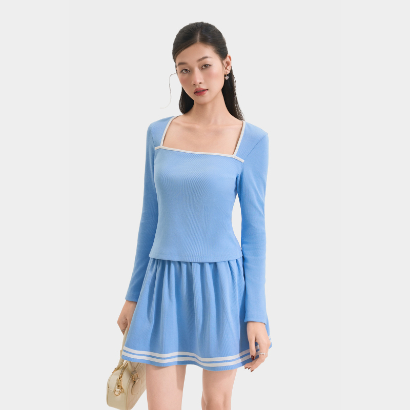 Ảnh Váy Thun Mini MARC FASHION Form A Phối Viền - FANT011725 3