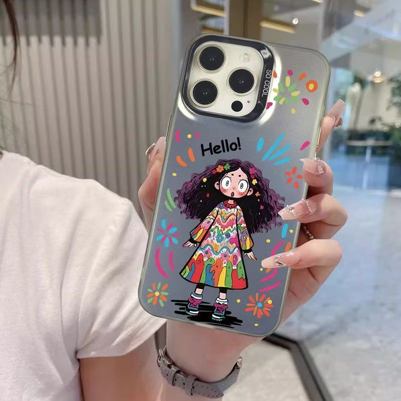 Ốp Lưng iPhone Cô Bé Hoạt Hình Công Nghệ IMD - Chống Vân Tay & Chống Trầy | Tương Thích iPhone 16/15/14/13/12/11 Pro Max