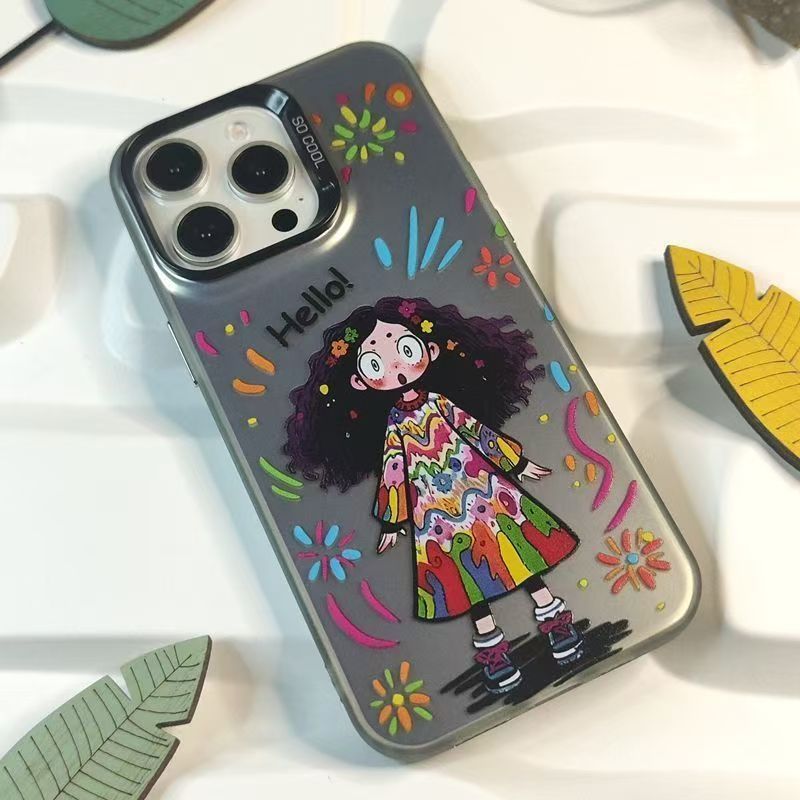 Ốp Lưng iPhone Cô Bé Hoạt Hình Công Nghệ IMD - Chống Vân Tay & Chống Trầy | Tương Thích iPhone 16/15/14/13/12/11 Pro Max