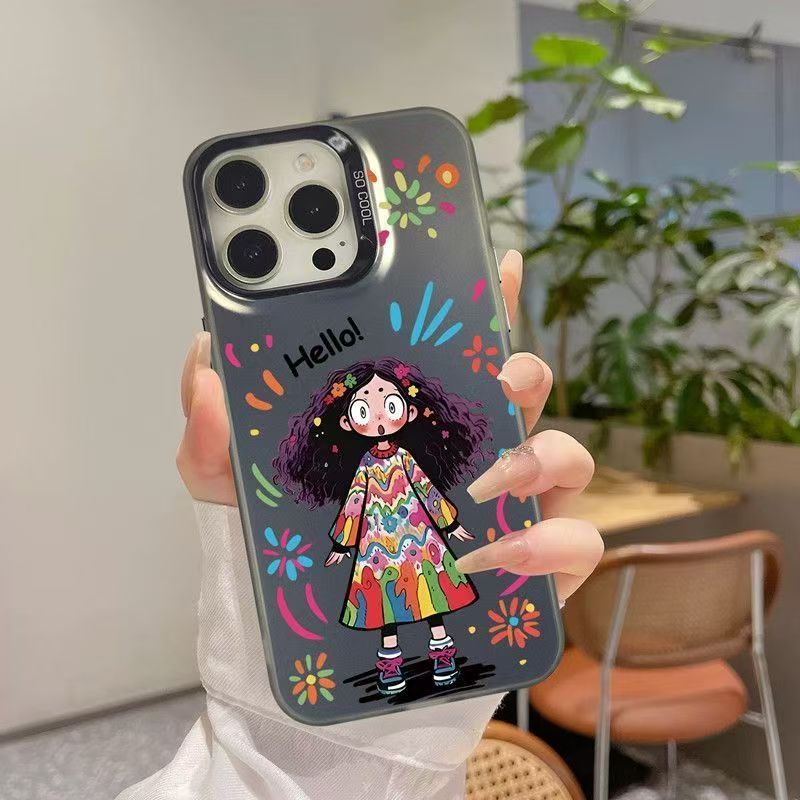 Ốp Lưng iPhone Cô Bé Hoạt Hình Công Nghệ IMD - Chống Vân Tay & Chống Trầy | Tương Thích iPhone 16/15/14/13/12/11 Pro Max
