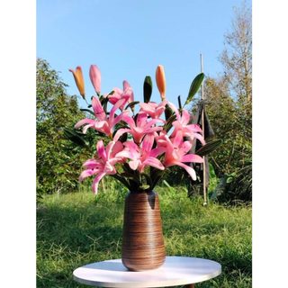 Bình Cắm Hoa Dáng Đu Đủ Gốm Mộc Thiết Kế Cổ Điển Decor Phòng Size To