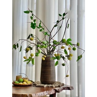 Bình Cắm Hoa Dáng Đu Đủ Gốm Mộc Thiết Kế Cổ Điển Decor Phòng Size To