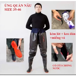 {CÓ TÚI} Ủng quần lội nước màu nâu đến bụng size 35-46, ủng câu cá, ủng đi mưa