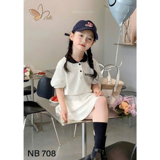 [B&G] Sét bộ áo polo kèm chân váy tenis trắng xinh yêu cho bé gái từ 12-45kg(2-12 tuổi)