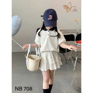 [B&G] Sét bộ áo polo kèm chân váy tenis trắng xinh yêu cho bé gái từ 12-45kg(2-12 tuổi)