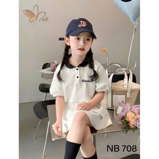 [B&G] Sét bộ áo polo kèm chân váy tenis trắng xinh yêu cho bé gái từ 12-45kg(2-12 tuổi)