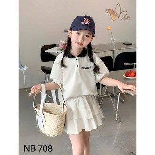[B&G] Sét bộ áo polo kèm chân váy tenis trắng xinh yêu cho bé gái từ 12-45kg(2-12 tuổi)