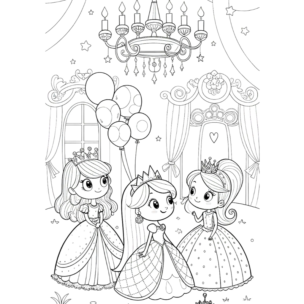 Bộ 20 tranh tô màu CÔNG CHÚA CHIBI  khác nhau không trùng lặp cho bạn thỏa sức sáng tạo