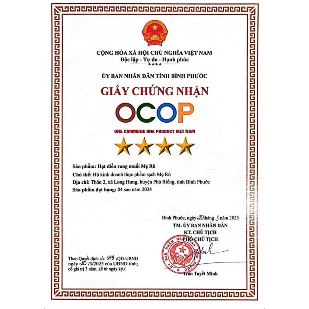 500Gr Hạt điều rang muối Mẹ rô. Có hồ sơ công bố, Xuất hóa đơn công ty đầy đủ