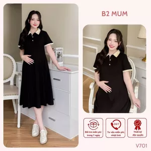 Váy bầu thiết kế Váy xòe cổ polo V701 B2MUM