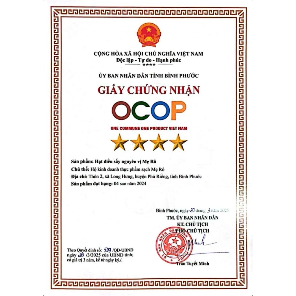 Hạt điều sấy nguyên vị không lụa không muối. Có hồ sơ công bố, xuất hóa đơn công ty đầy đủ