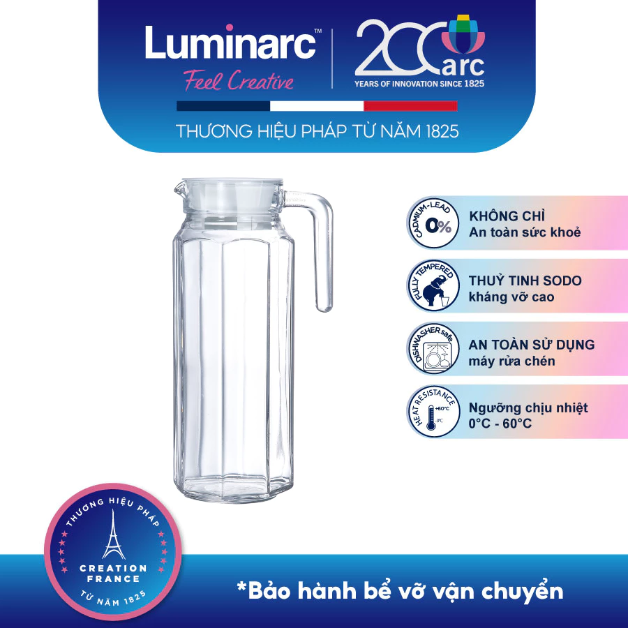 Bình Nước Thủy Tinh Luminarc Octime 1.1L – LUBIG2664 Cao Cấp