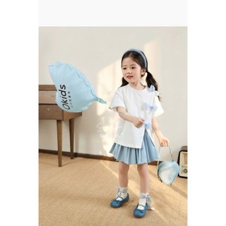 [B&G] Sét váy bé gái áo đính nơ kèm chân váy kaki 2 màu đen trắng cho bé gái từ 12-45kg(2-12 tuổi)