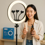 Đèn Live RL 3 kẹp điện thoại size 45, 56 cm, Đèn ring led tròn trợ sáng quay video, livestream, làm Spa, Makeup, selfie — ảnh 2