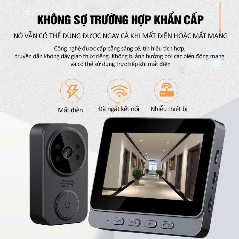 Chuông cửa Thông minh M12 kết nối Bluetooh, chống trộm, giám sát đàm thoại 2 chiều,bảo hành 6 tháng