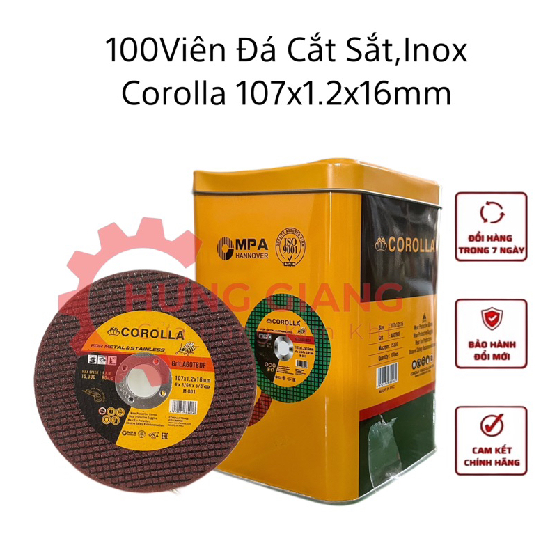 100 Viên Đá Đỏ Corolla Chuyên Cắt Sắt, Inox Kim Loại phi100