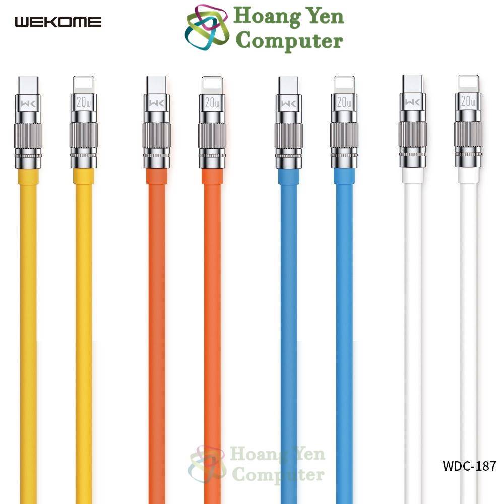 Cáp Sạc 1M WDC-188 Type C to Type C, WDC-187 Type C to Lighting  - Chính Hãng - Hoàng Yến Computer (MÀU SẮC NGẪU NHIÊN)