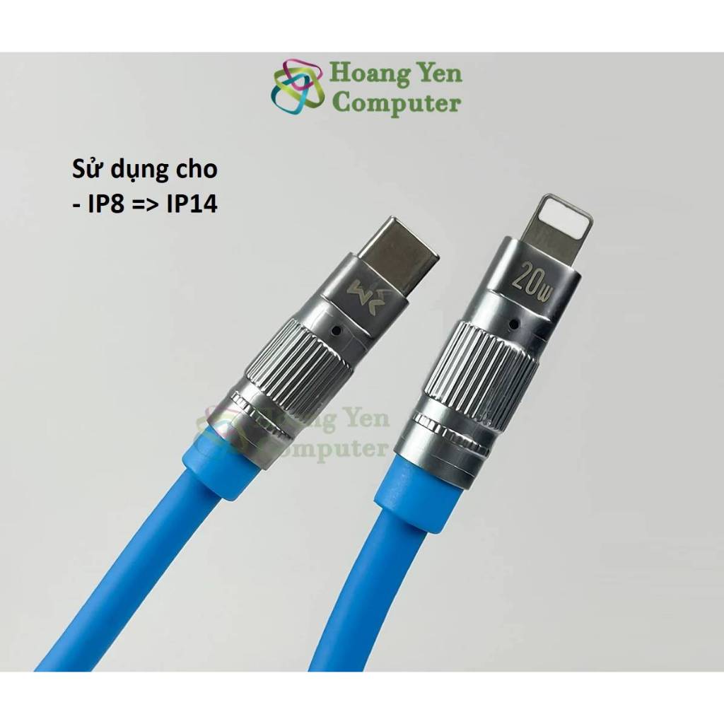 Cáp Sạc 1M WDC-188 Type C to Type C, WDC-187 Type C to Lighting  - Chính Hãng - Hoàng Yến Computer (MÀU SẮC NGẪU NHIÊN)
