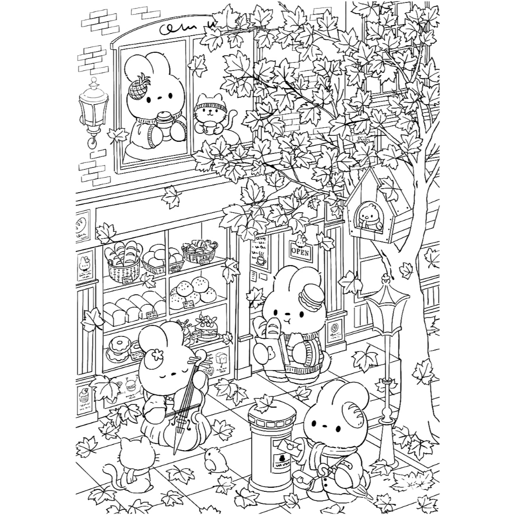 Bộ 20 tranh tô màu CUTE BUNNIES khác nhau không trùng lặp cho bạn thỏa sức sáng tạo