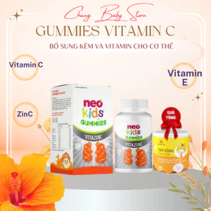 Gummies VitazinC Kẽm Hữu cơ con gấu Neokids Viên nhai Hộp 60 viên + quà
