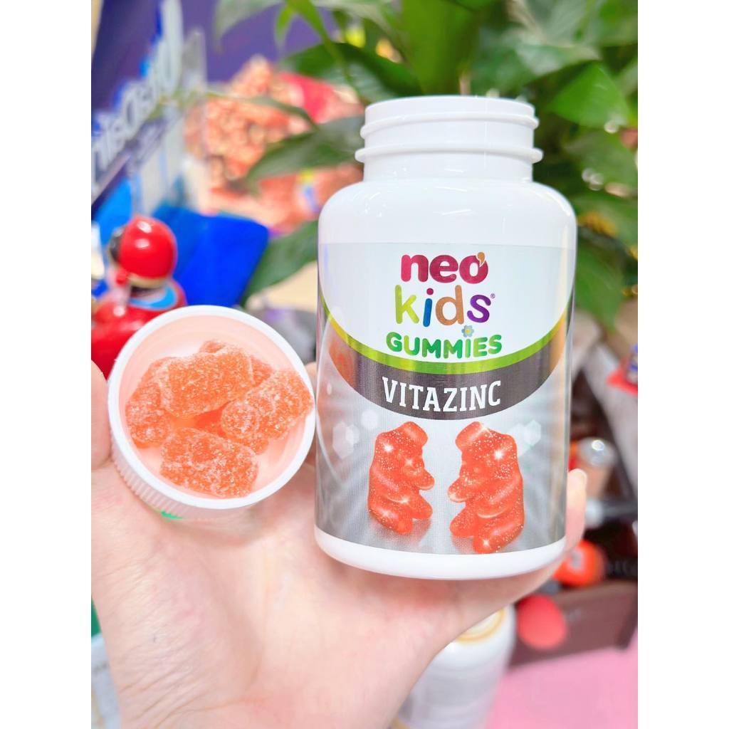 Gummies VitazinC Kẽm Hữu cơ con gấu Neokids Viên nhai Hộp 60 viên + quà