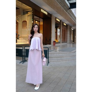 GIANG DONNA - Set SIVIA FLARE 3501 chất lụa áo crop tầng kèm chân váy suông dài xinh xắn