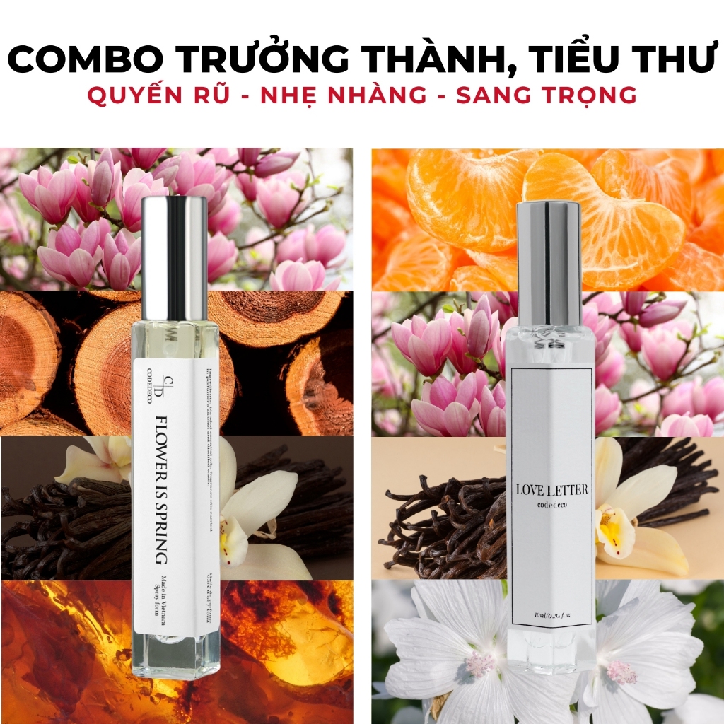 Ảnh 02 chai tinh dầu nước hoa CODEDECO 10ml dạng xịt + 4 vial 2.5ml mùi ngẫu nhiên 3