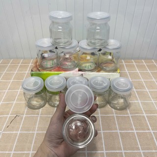 Hũ sữa chua thuy tinh, bộ 12 hũ thủy tinh làm sữa chua, hủ thủy tinh đựng yến chưng 100ml có nắp