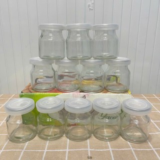Hũ sữa chua thuy tinh, bộ 12 hũ thủy tinh làm sữa chua, hủ thủy tinh đựng yến chưng 100ml có nắp