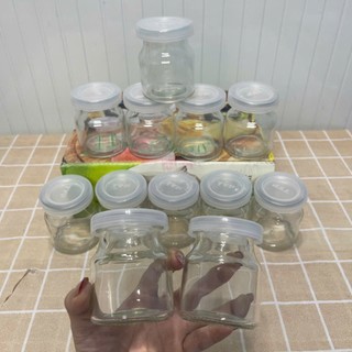 Hũ sữa chua thuy tinh, bộ 12 hũ thủy tinh làm sữa chua, hủ thủy tinh đựng yến chưng 100ml có nắp