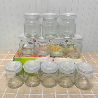 Hũ sữa chua thuy tinh, bộ 12 hũ thủy tinh làm sữa chua, hủ thủy tinh đựng yến chưng 100ml có nắp