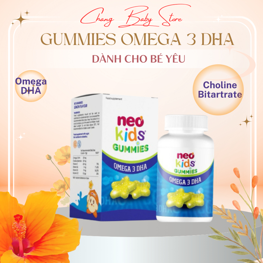 Gummies DHA ngôi sao Neo Kids hộp 60 viên nhai + quà