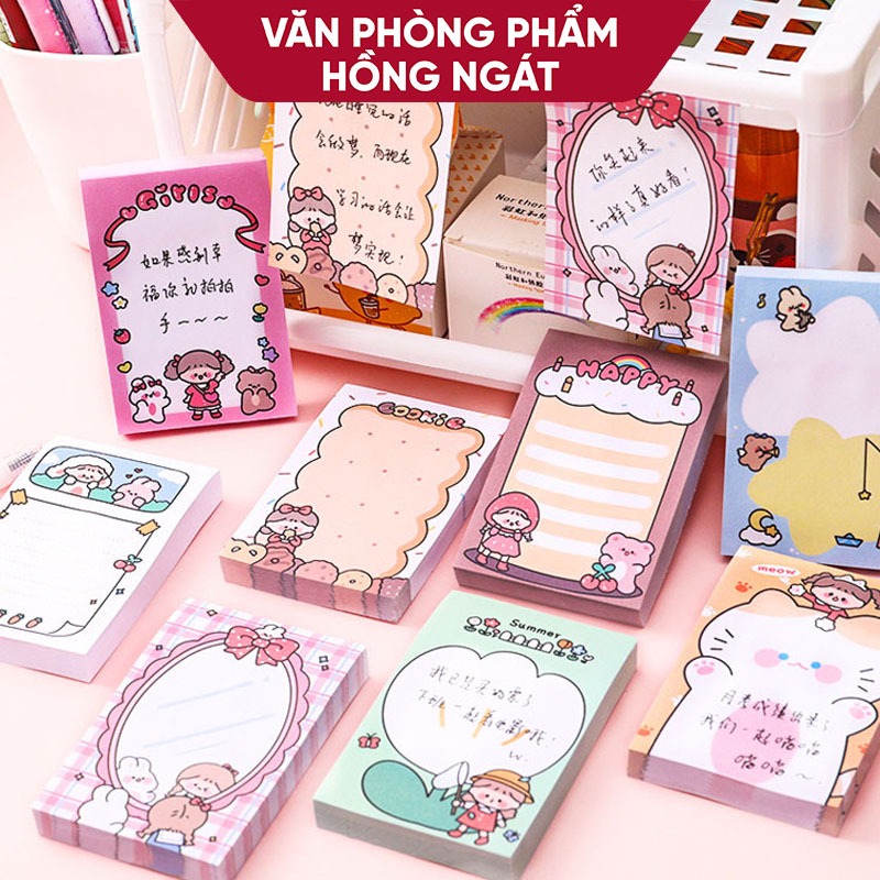 Giấy note cute hoạt hình HCN, giấy ghi chú dễ thương nhỏ gọn nhiều màu ...