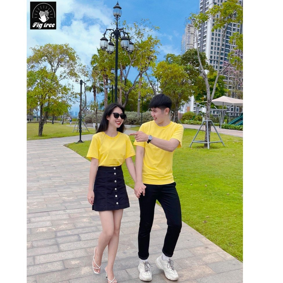 Áo Thun Cổ Tròn FIG TREE Màu Vàng Cotton Dày Dặn Loại 1