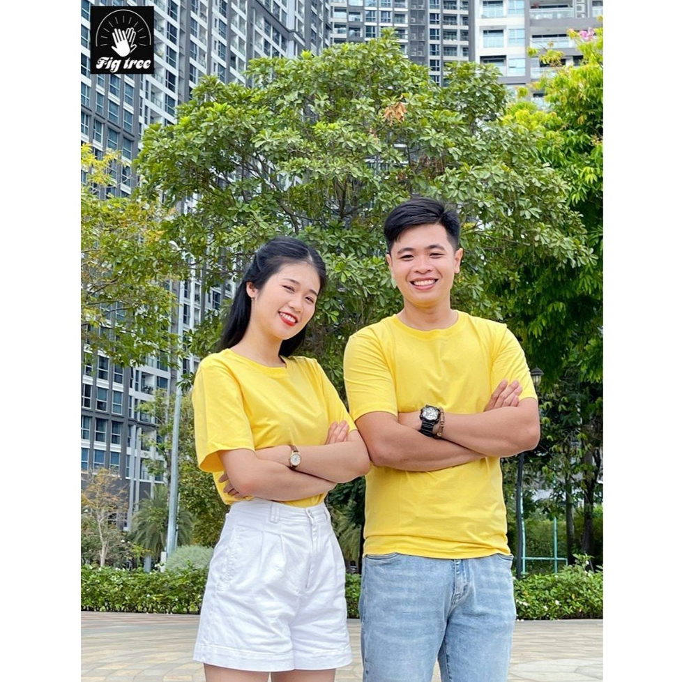 Áo Thun Cổ Tròn FIG TREE Màu Vàng Cotton Dày Dặn Loại 1