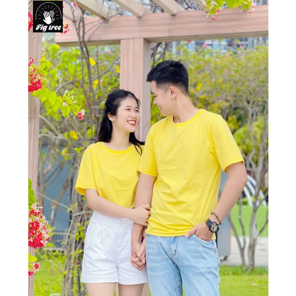 Áo Thun Cổ Tròn FIG TREE Màu Vàng Cotton Dày Dặn Loại 1
